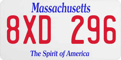 MA license plate 8XD296