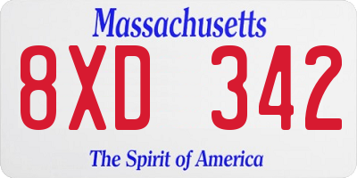 MA license plate 8XD342