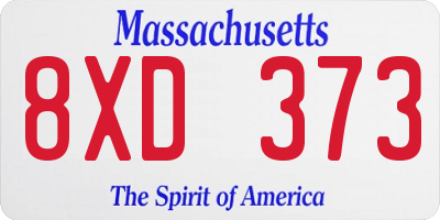 MA license plate 8XD373
