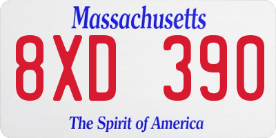 MA license plate 8XD390