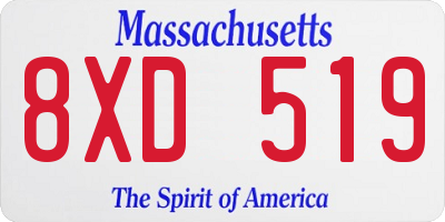 MA license plate 8XD519