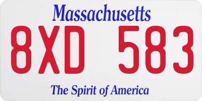 MA license plate 8XD583