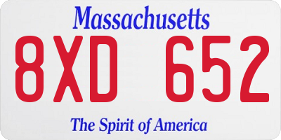 MA license plate 8XD652