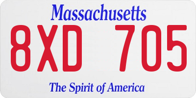 MA license plate 8XD705