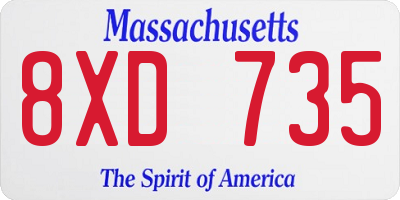 MA license plate 8XD735