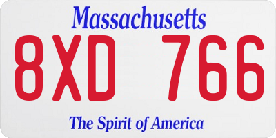 MA license plate 8XD766