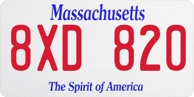 MA license plate 8XD820