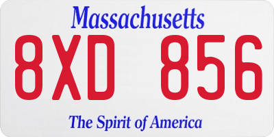 MA license plate 8XD856