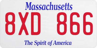 MA license plate 8XD866