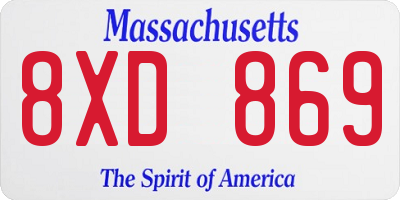 MA license plate 8XD869