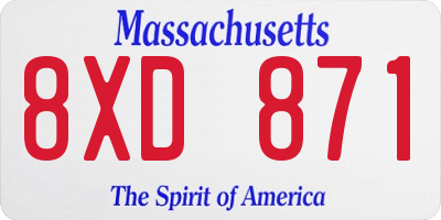 MA license plate 8XD871