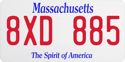 MA license plate 8XD885