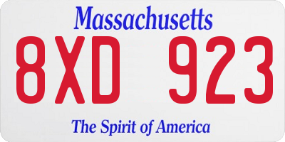 MA license plate 8XD923