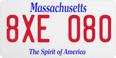 MA license plate 8XE080