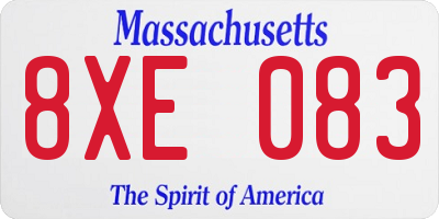 MA license plate 8XE083