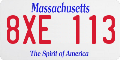 MA license plate 8XE113