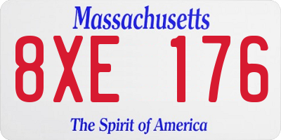 MA license plate 8XE176