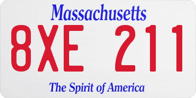 MA license plate 8XE211