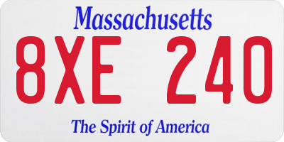 MA license plate 8XE240
