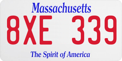 MA license plate 8XE339