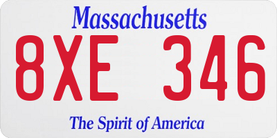MA license plate 8XE346