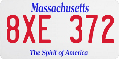 MA license plate 8XE372