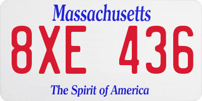 MA license plate 8XE436