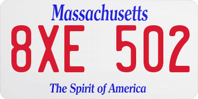 MA license plate 8XE502