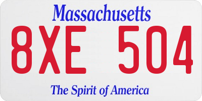 MA license plate 8XE504