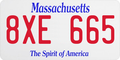 MA license plate 8XE665