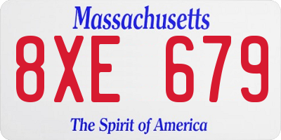 MA license plate 8XE679