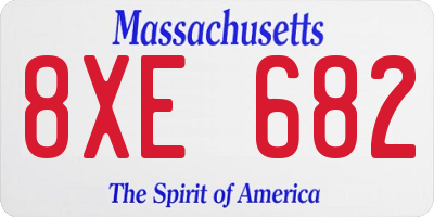 MA license plate 8XE682