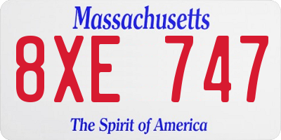 MA license plate 8XE747