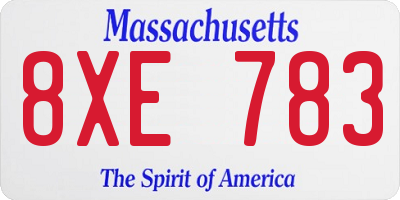 MA license plate 8XE783