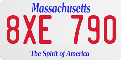 MA license plate 8XE790