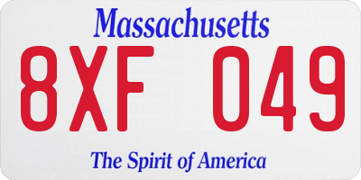 MA license plate 8XF049
