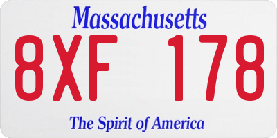 MA license plate 8XF178