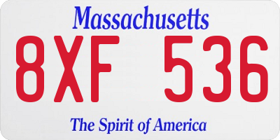 MA license plate 8XF536
