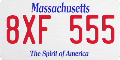 MA license plate 8XF555