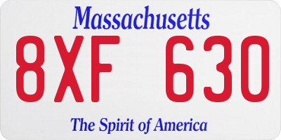 MA license plate 8XF630