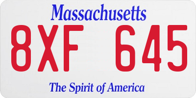 MA license plate 8XF645