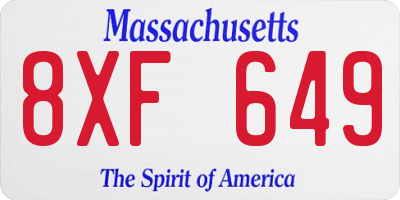 MA license plate 8XF649