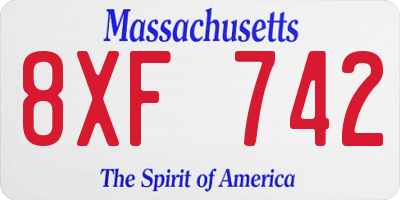 MA license plate 8XF742