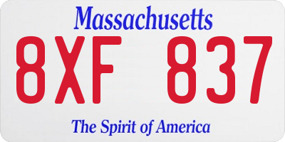MA license plate 8XF837