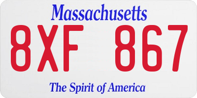 MA license plate 8XF867