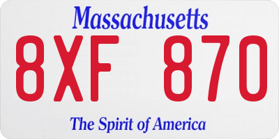 MA license plate 8XF870