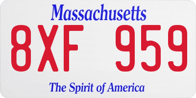 MA license plate 8XF959