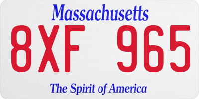 MA license plate 8XF965
