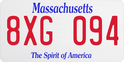 MA license plate 8XG094