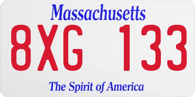 MA license plate 8XG133